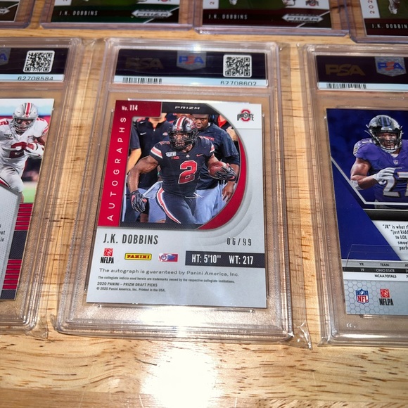 (17) 2020 Prizm Mosaic DP JK DOBBINS RC Auto #ed SSP PSA 10 LOT #/99 #/249 - Picture 5 of 7